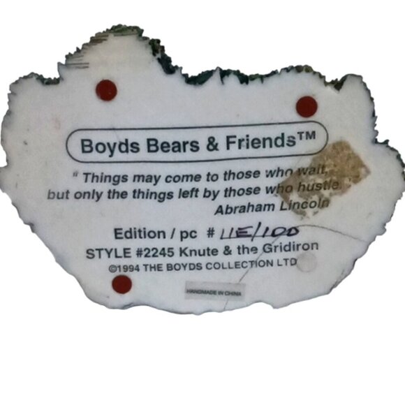 Vintage Boyds Bears & Friends 'Knute & the Gridiron' Bear Figurine Style 2245 - Picture 7 of 9